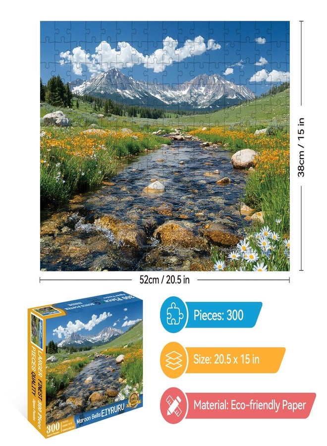 EIYRURU 300 Pieces Nature Puzzle for Adults,Maroon Bells Mountain Lake Landscape Large Piece for Kids Adults Teens,Recycled Paper,Glossy & Sturdy Pieces,Challenging Puzzle & Perfect Family Game (20.5 x 15 In) - Image 2